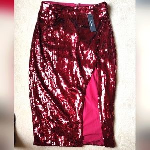 Maroon Sequin Skirt. NWT.